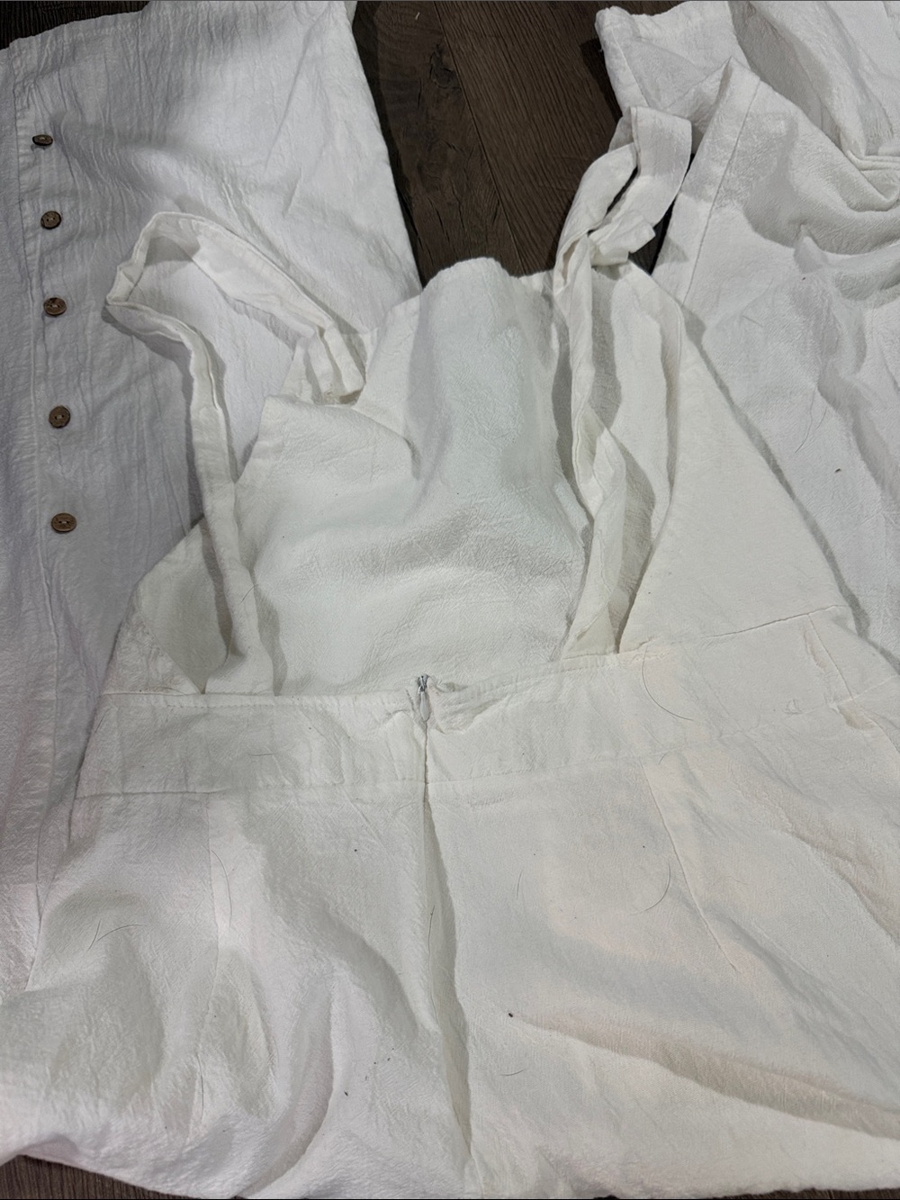 White Button-Side Overalls - Picture 3 of 4
